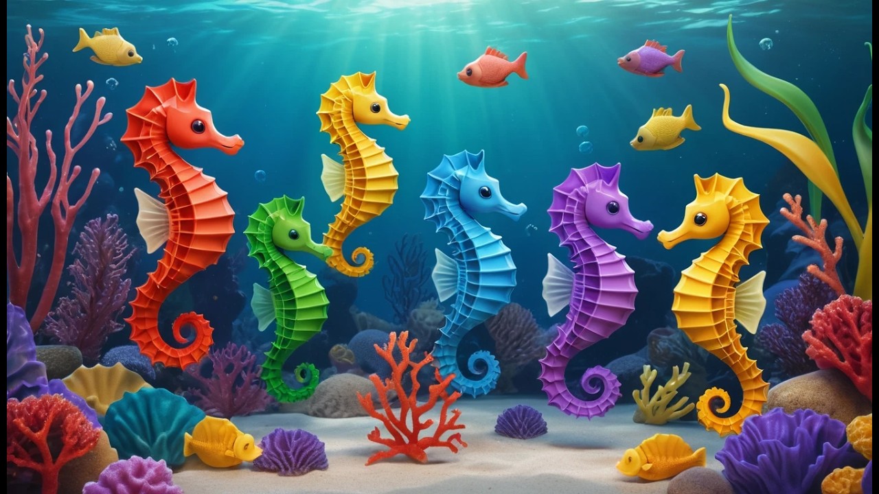 Five Little Seahorses Drift Drift Drift | Peaceful Undersea Song & Nursery Rhymes