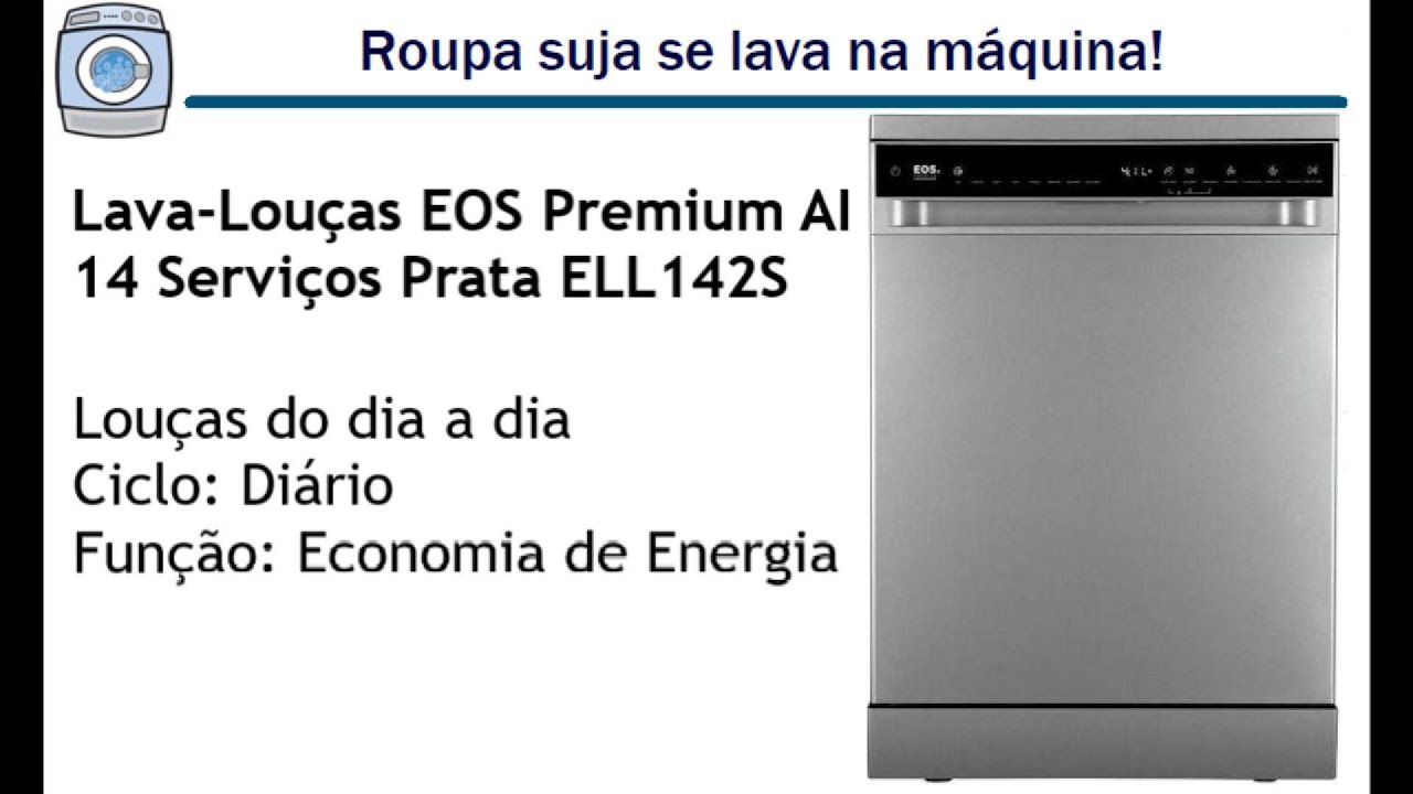 Lava-louças EOS Premium AI 14 Serviços (ELL142S) - Ciclo Diário com Economia de Energia