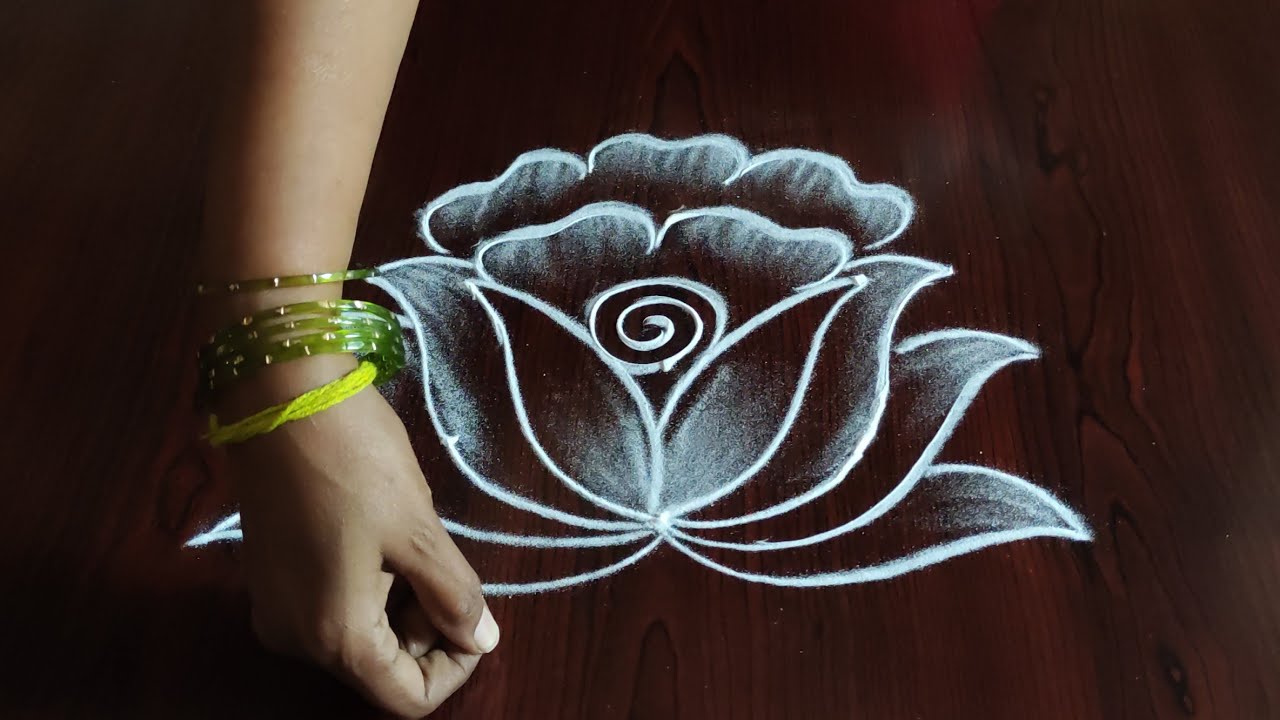2 easy latest flower design rangolis (3×2) dot's...