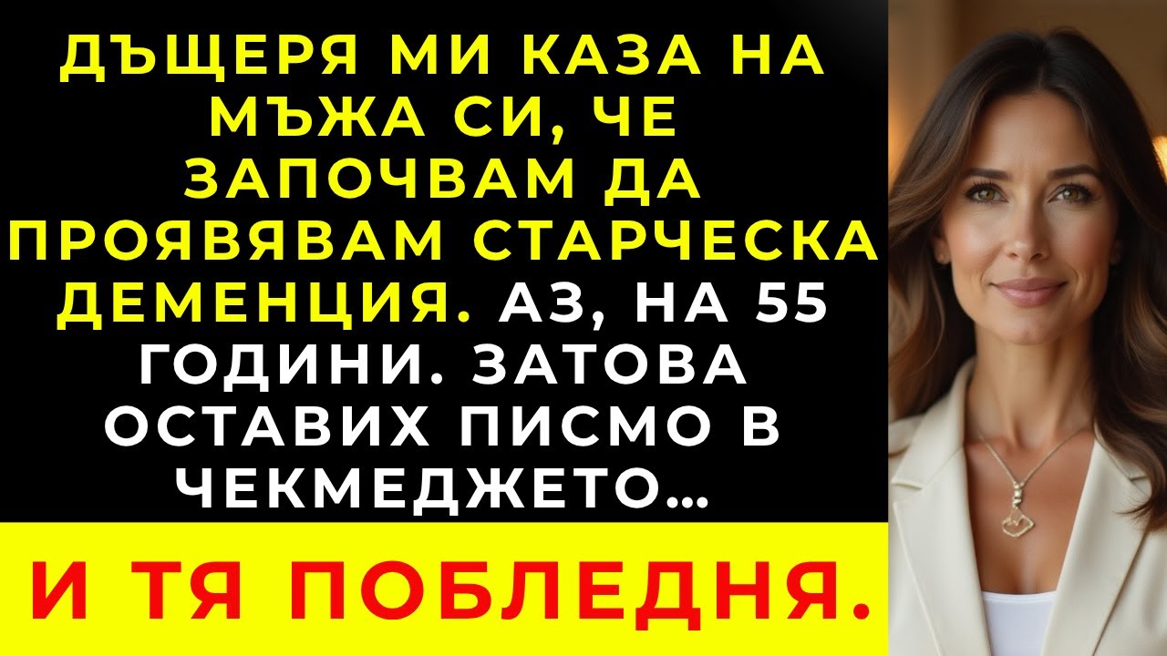 Дъщеря ми каза, че съм губя ума си. Оставих писмо… тя пребледня, щом го прочете