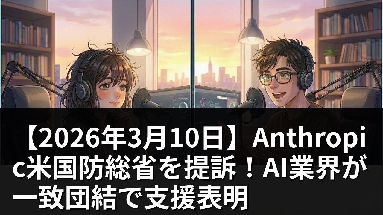 【2026年3月10日】Anthropic米国防総省を提訴！AI業界が一致団結で支援表明