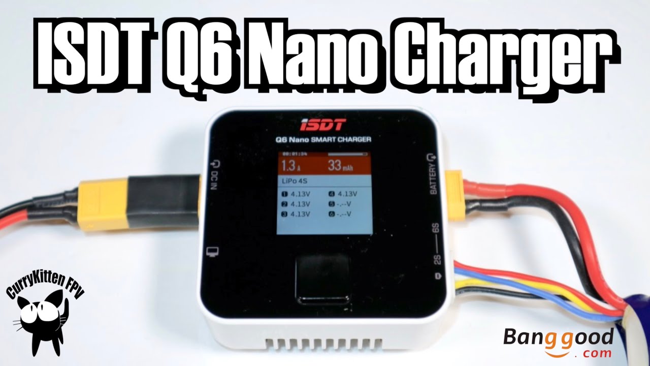ISDT Q6 Nano Charger.  Tiny, and inexpensive!  Supplied by Banggood