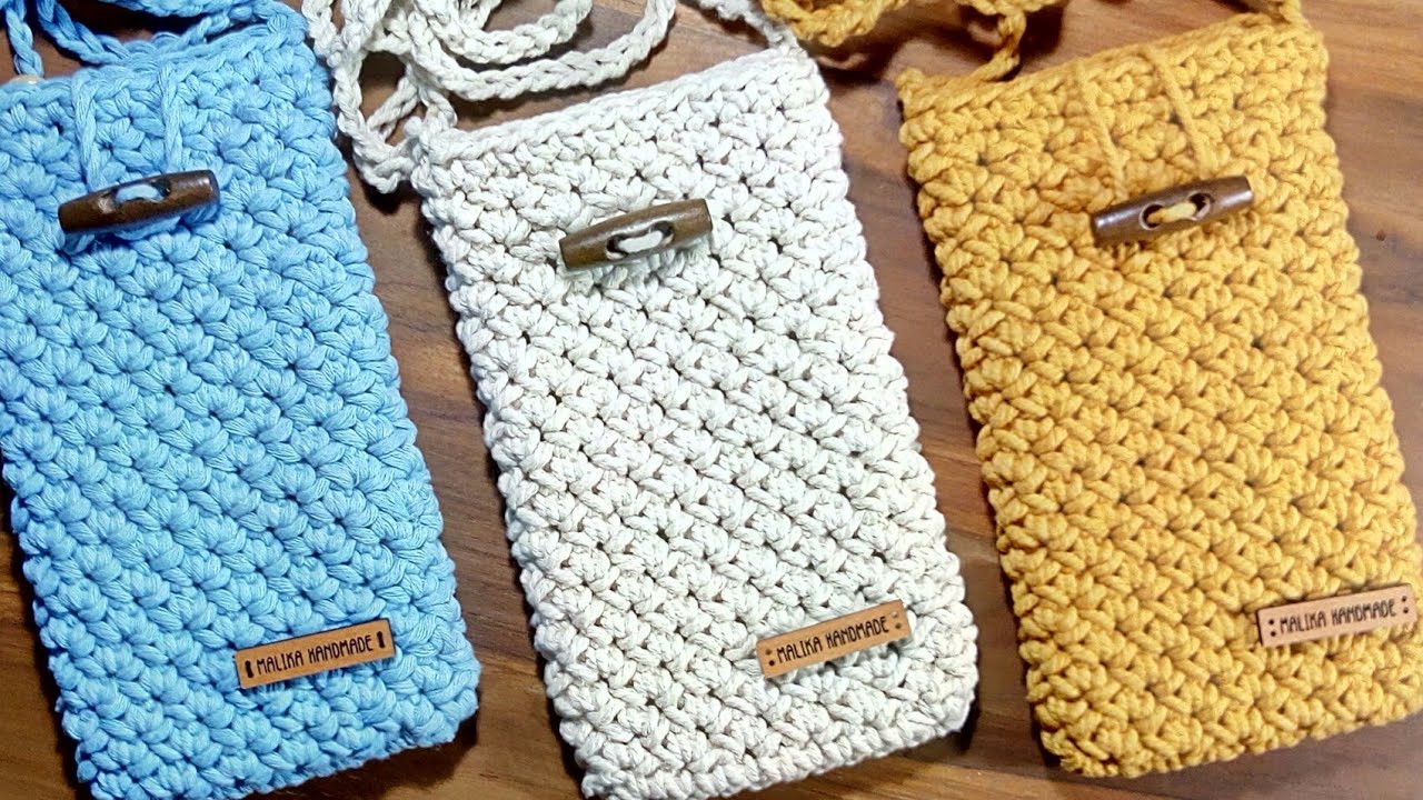 Tas HP rajut untuk pemula | crochet mobile phone bag for beginners
