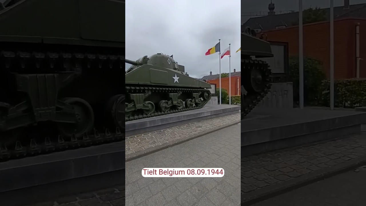 Tielt Belgium, wyzwolenie 08.09.1944 przez Brygadę Pancerną Gen. Maczka Czołg Sherman