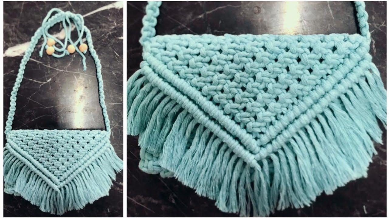 Tutorial on the simplest handmade macrame bag