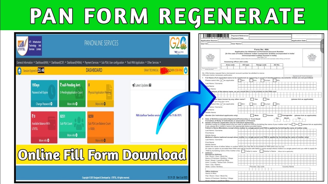 Pan Form Regenerate Uti Psa New Portal 2.0 | Online Pan Form Download 2023