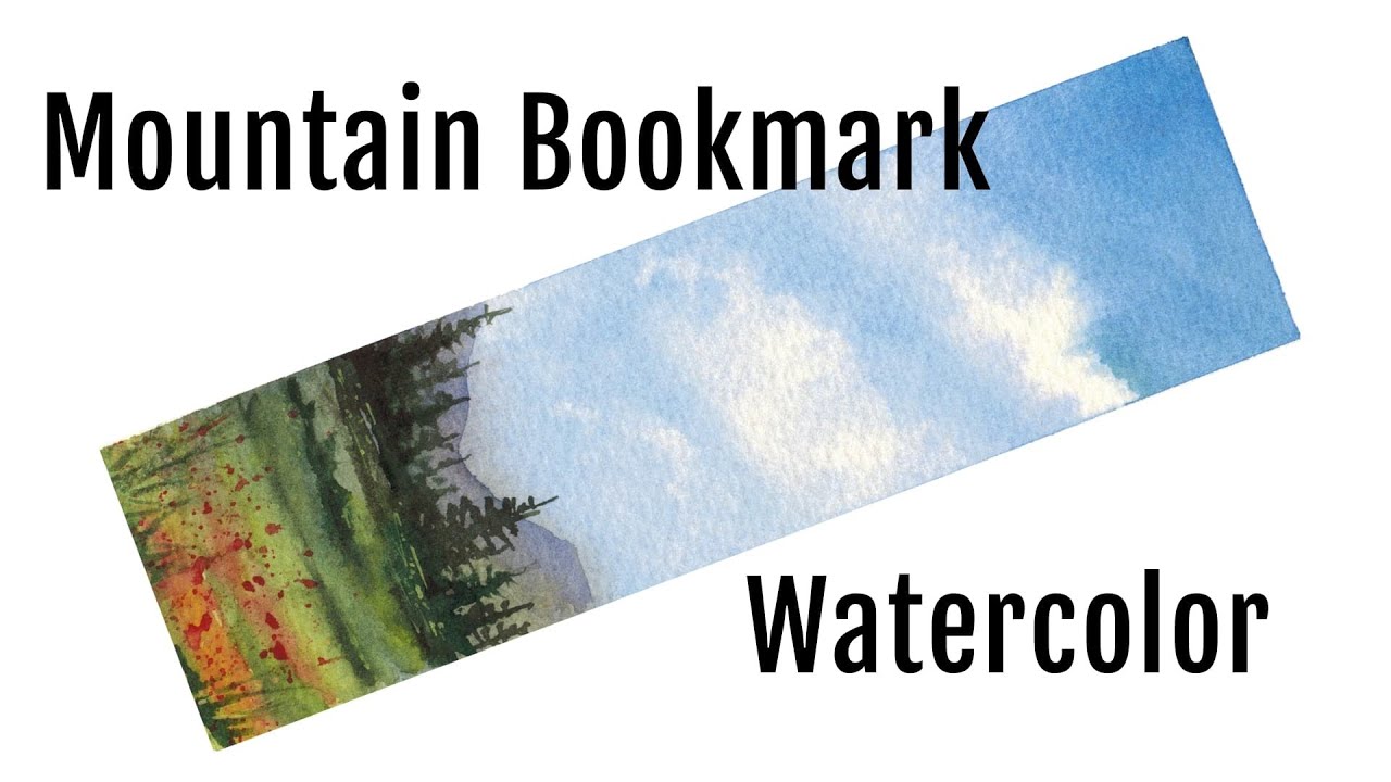 Mountain landscape watercolor bookmark - acquerello per segnalibro paesaggio di montagna