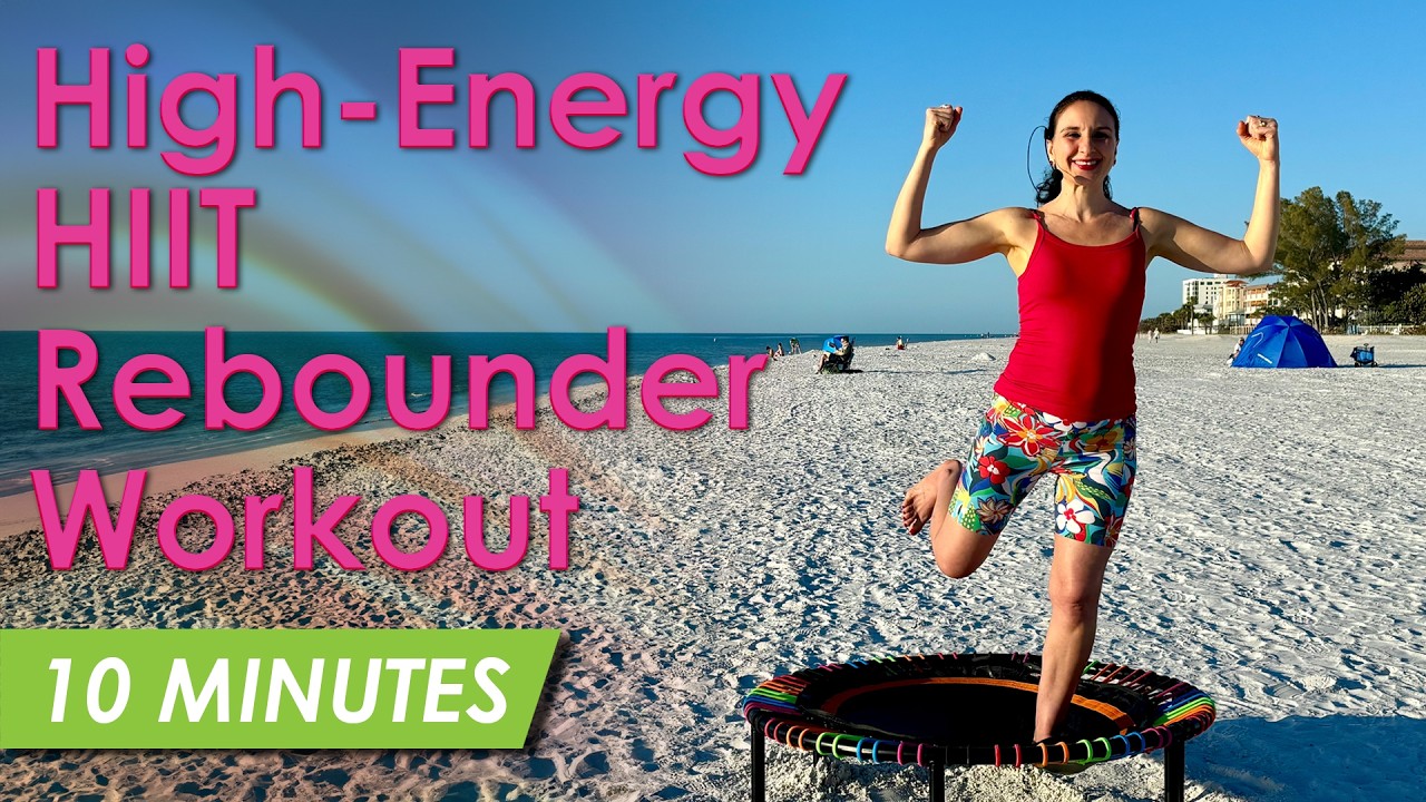10 MIN Rebounding HIIT Workout: At Home FAT BURNING CARDIO Mini Trampoline