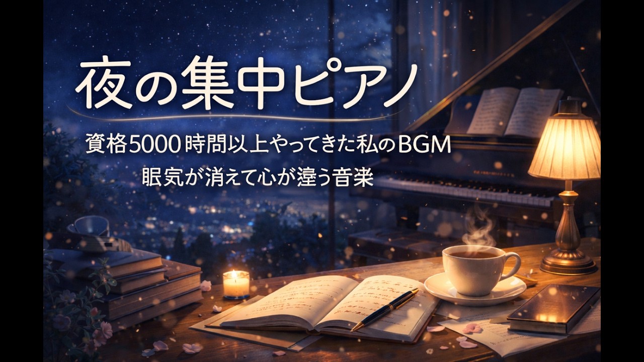 【夜の集中ピアノ】静かに没頭できる深夜の勉強BGM｜眠気が消えて心が整う音楽