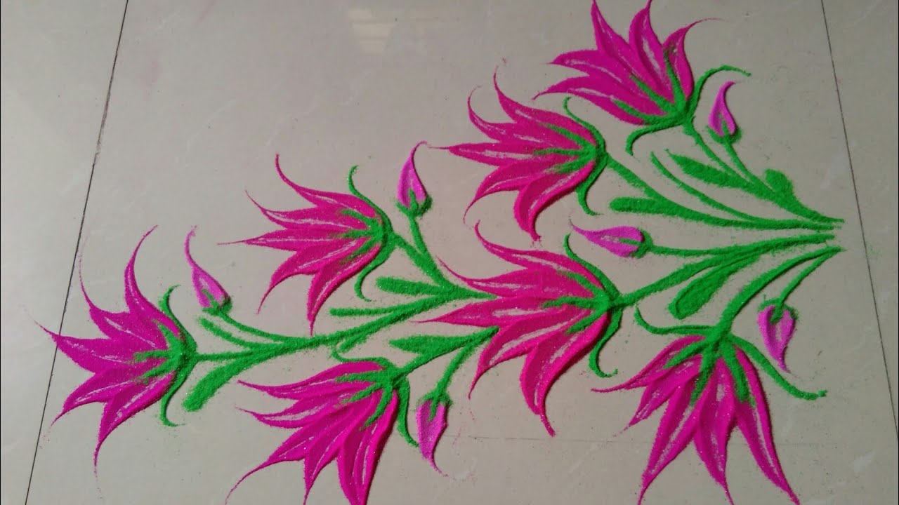 Use spoon to make LOTUS FLOWER Rangoli design by JYOTI RAUT RANGOLI ll