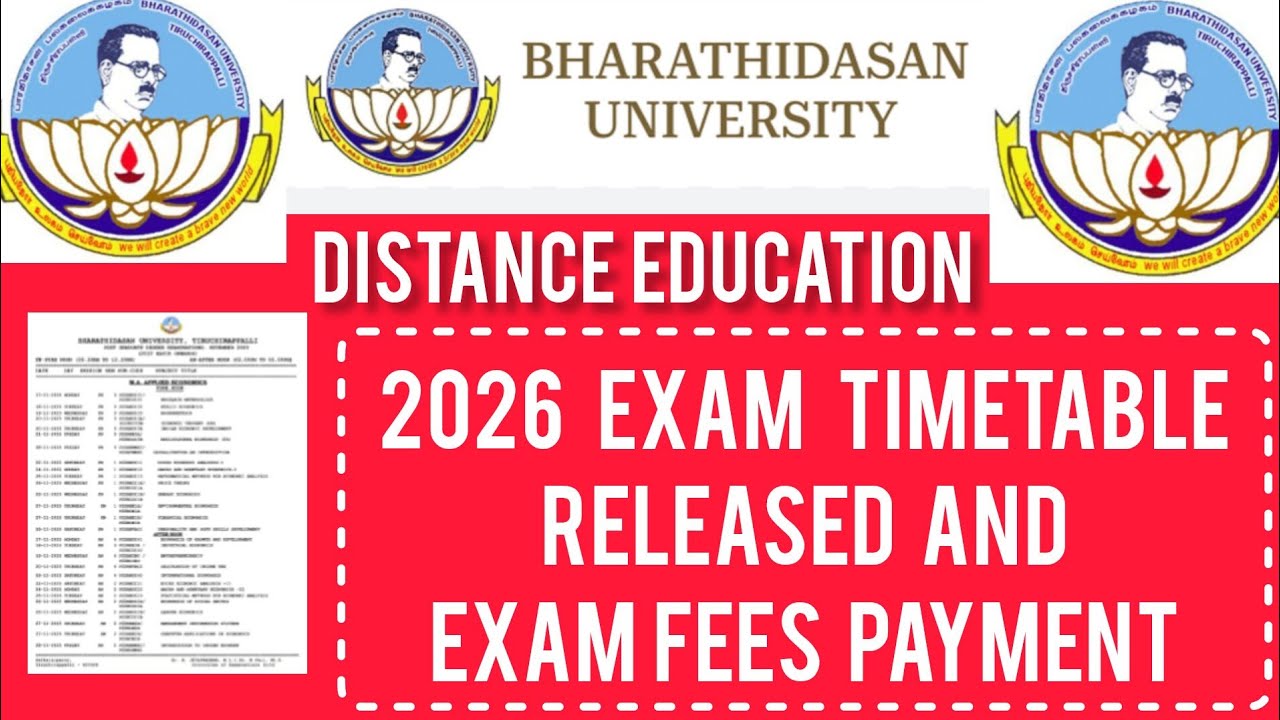 Bharathidasan University Distance Education 2026 Exam Timetable Updates #bharathidasanuniversity