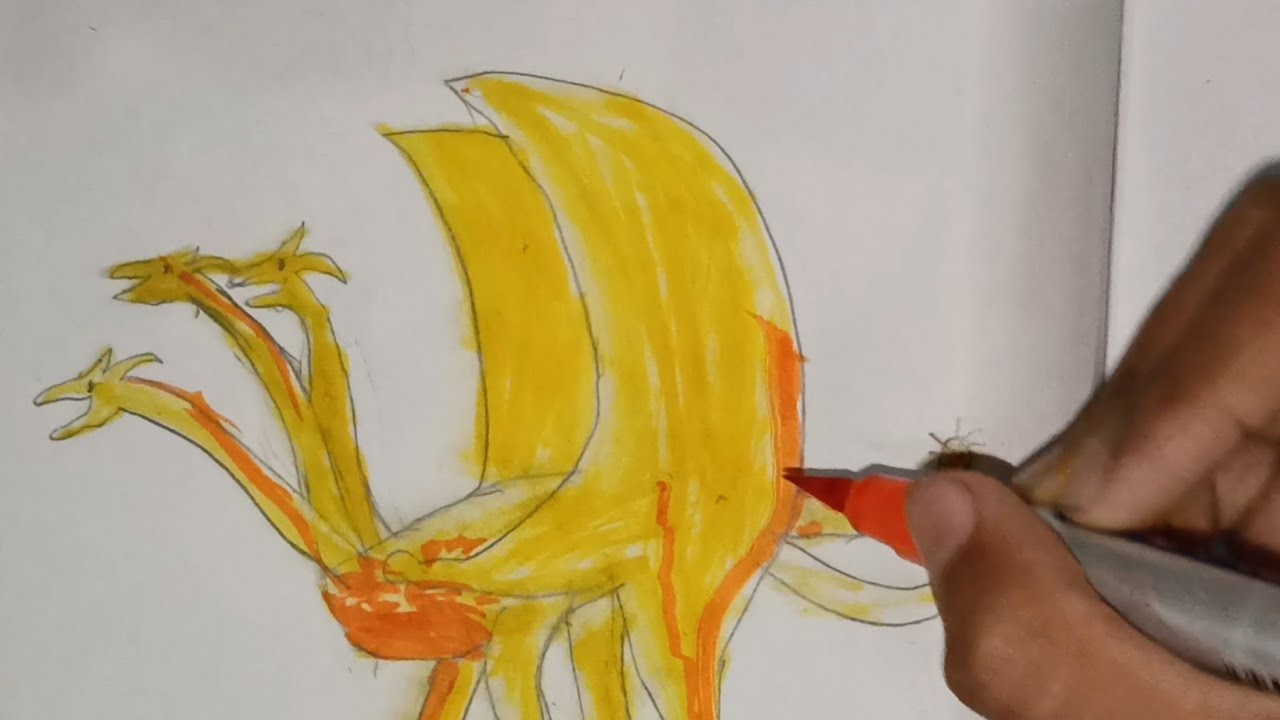 Easy King Ghidorah Drawing for Kids 🐲 | Step by Step Monster Drawing | Dishaan’s World