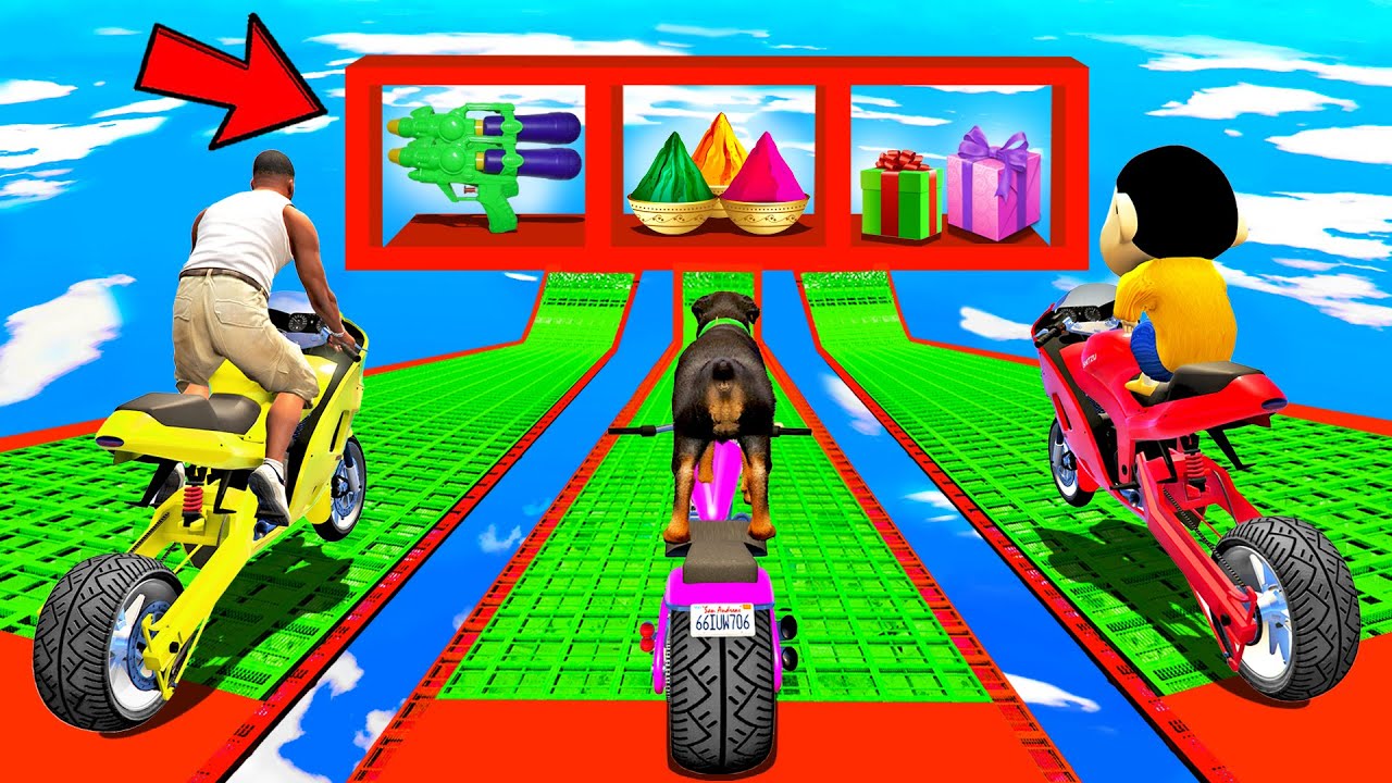 SHINCHAN AND FRANKLIN CHOP TRIED IMPOSSIBLE HOLI PARKOUR CHALLENGE GTA 5