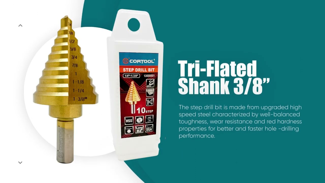 Cortool 1 4 to 1 3 8 HSS Titanium Step Bit 10 Sizes Multiple Hole Step Drill Bit For Metal DIY Lover