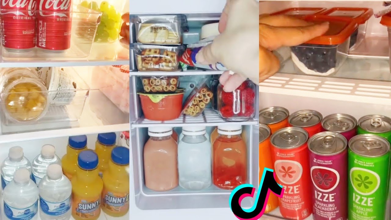 food restock mini fridge organization tiktok compilation