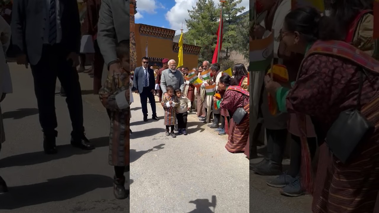 PM Modi's candid moments of joy as he walks along with children in Paro, Bhutan