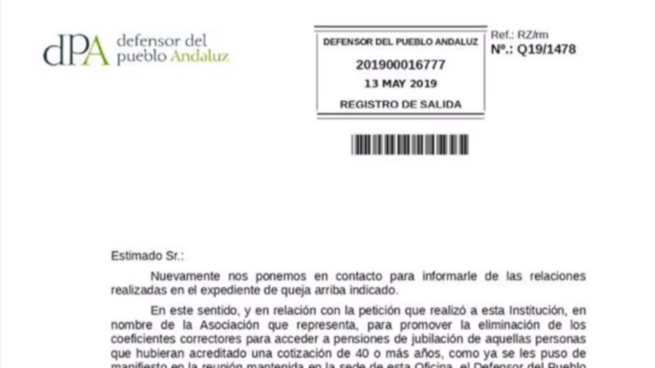 UN LOGRO M&Aacute;S - RESPUESTA DEL DEFENSOR DE PUEBLO ANDALUZ SOBRE LA REIVINDICACI&Oacute;N DE ASJUBI40