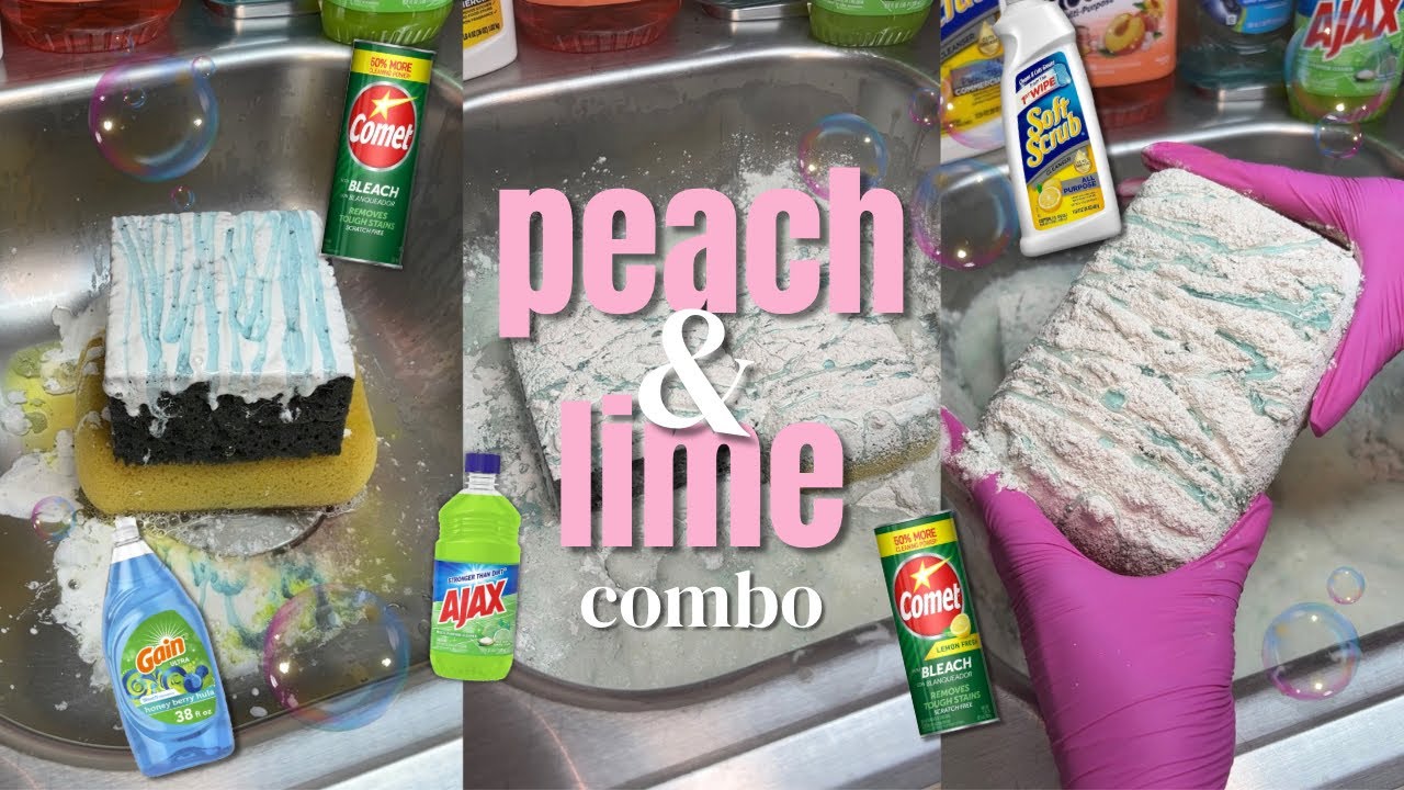 Peach & Lime Paste Combo Sponge ASMR 🍑🍋‍🟩🫐🤍