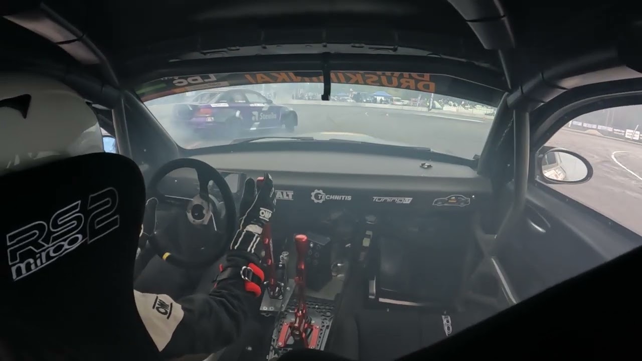 BMW E82 with M113 5.0 V8 vs BMW E82 3UZFE V8 - RAW Drifting onboard - Druskininkai 24'