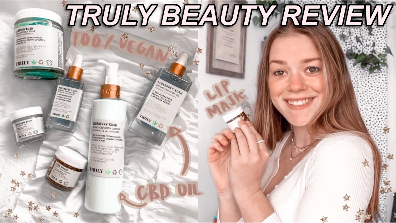 TESTING TRULY BEAUTY PRODUCTS | plumping lip mask, lip balm, face oil + new blueberry kush products!