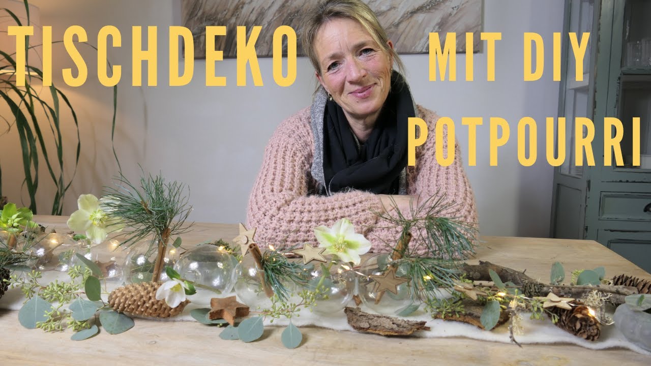 Edle Tischdeko mit DIY Potpourri💚upcycling Idee mit Weihnachtskugeln💚Winterdeko mit Kräutern