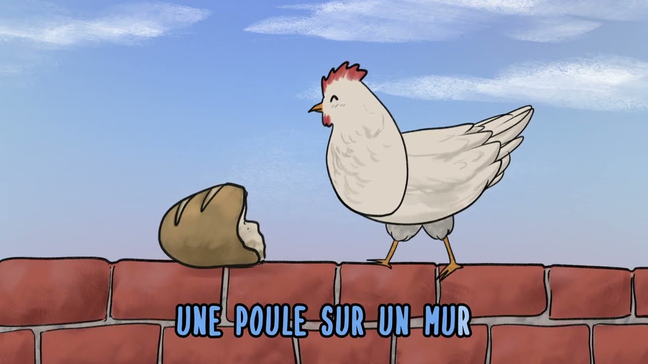 Julia & Lilas - Une poule sur un mur (Lyrics Video)