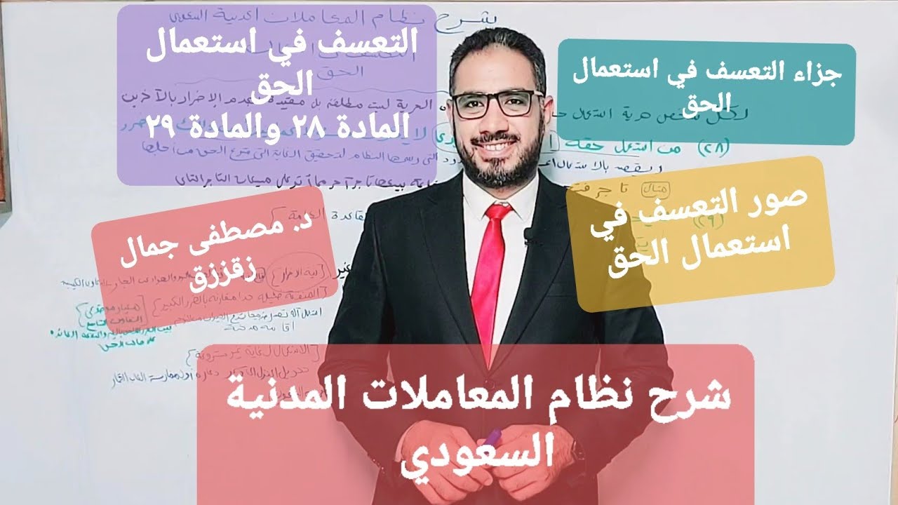 التعسف في استعمال الحق ؛ شرح نظام المعاملات المدنية السعودي المادتان ٢٨ و ٢٩ | د. مصطفى جمال زقزوق 