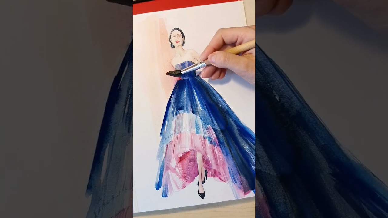 My drawing meditation 💙Inspired Carolina Herrera Watercolor fashion illustration. Thanks for your ❤️