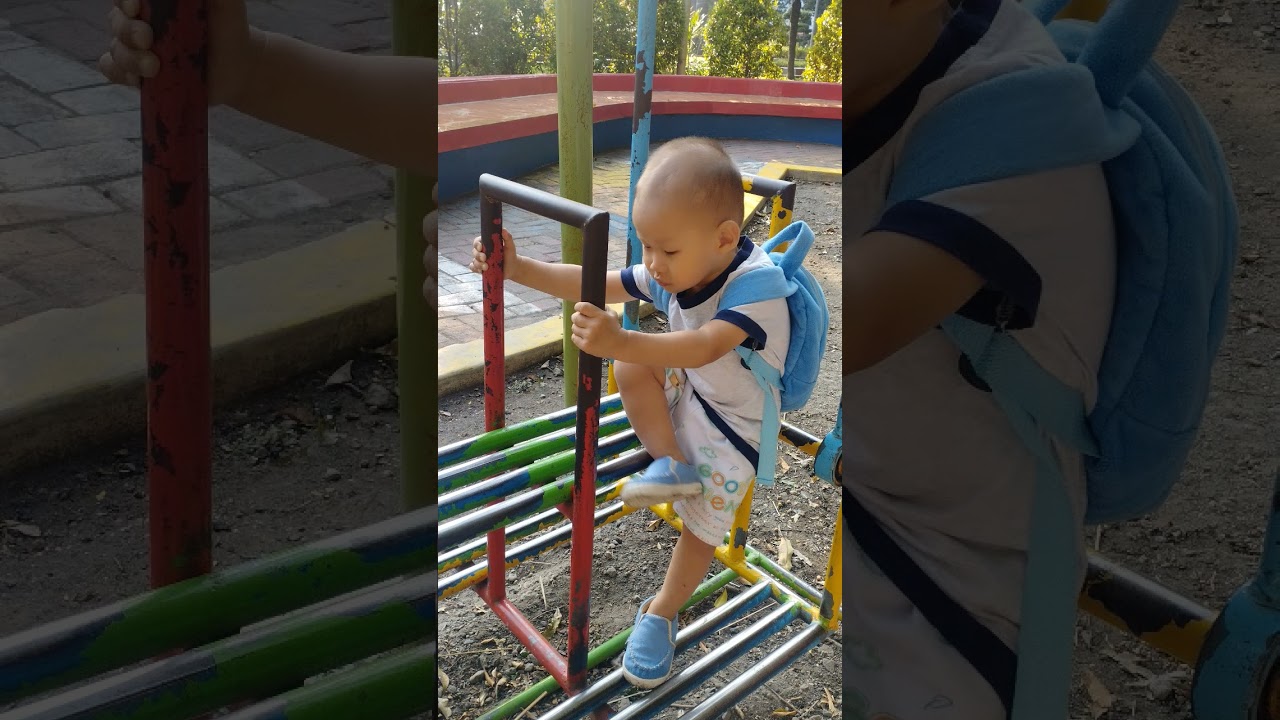 cerita hari ini, jalan sambil liat air mancur #natural #alunalun #airmancur #kidslearning