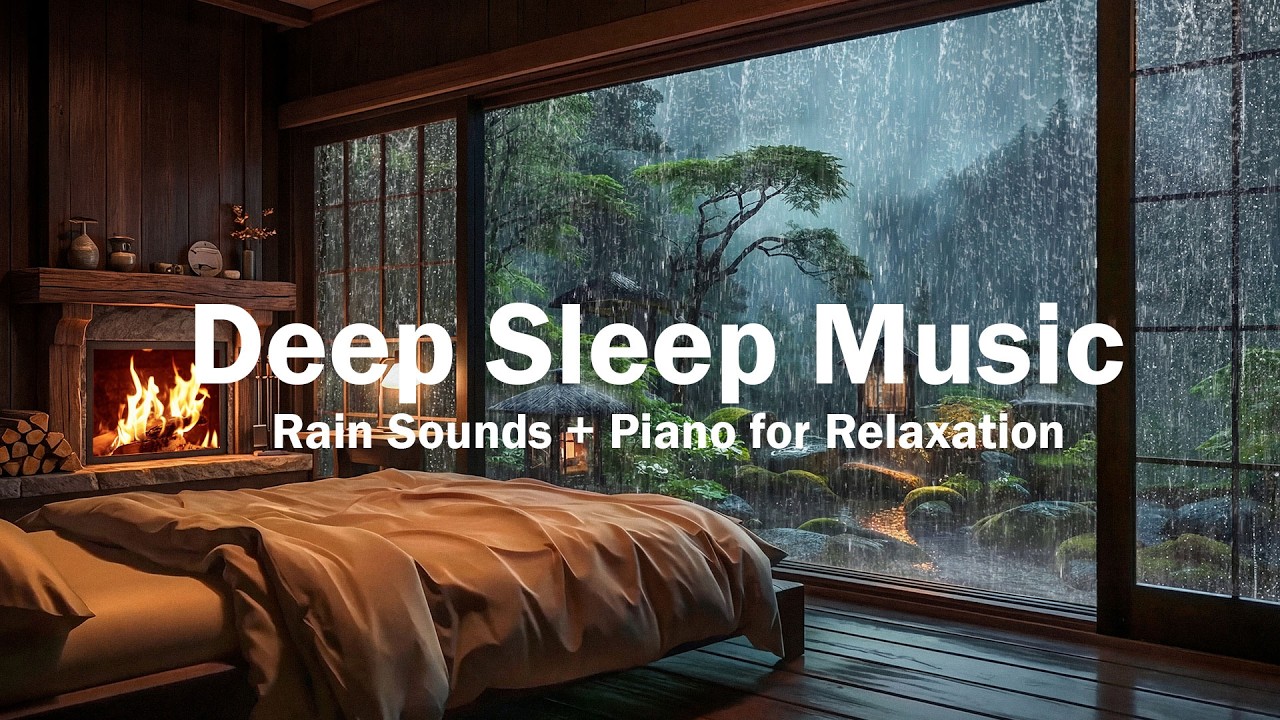 (No Ads)Rain Sounds for Sleeping – Relaxing Piano Music in Cozy Bedroom for Deep Sleep,Stress Relief