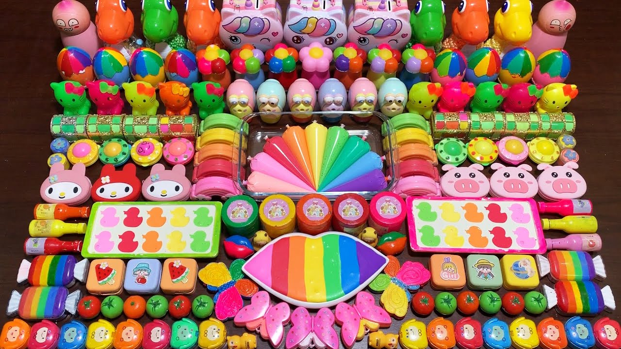 SATISFYING WITH CLAY PIPING BAG ! RAINBOW LIP CLAY ! Mixing Random Things Into Slime #2558