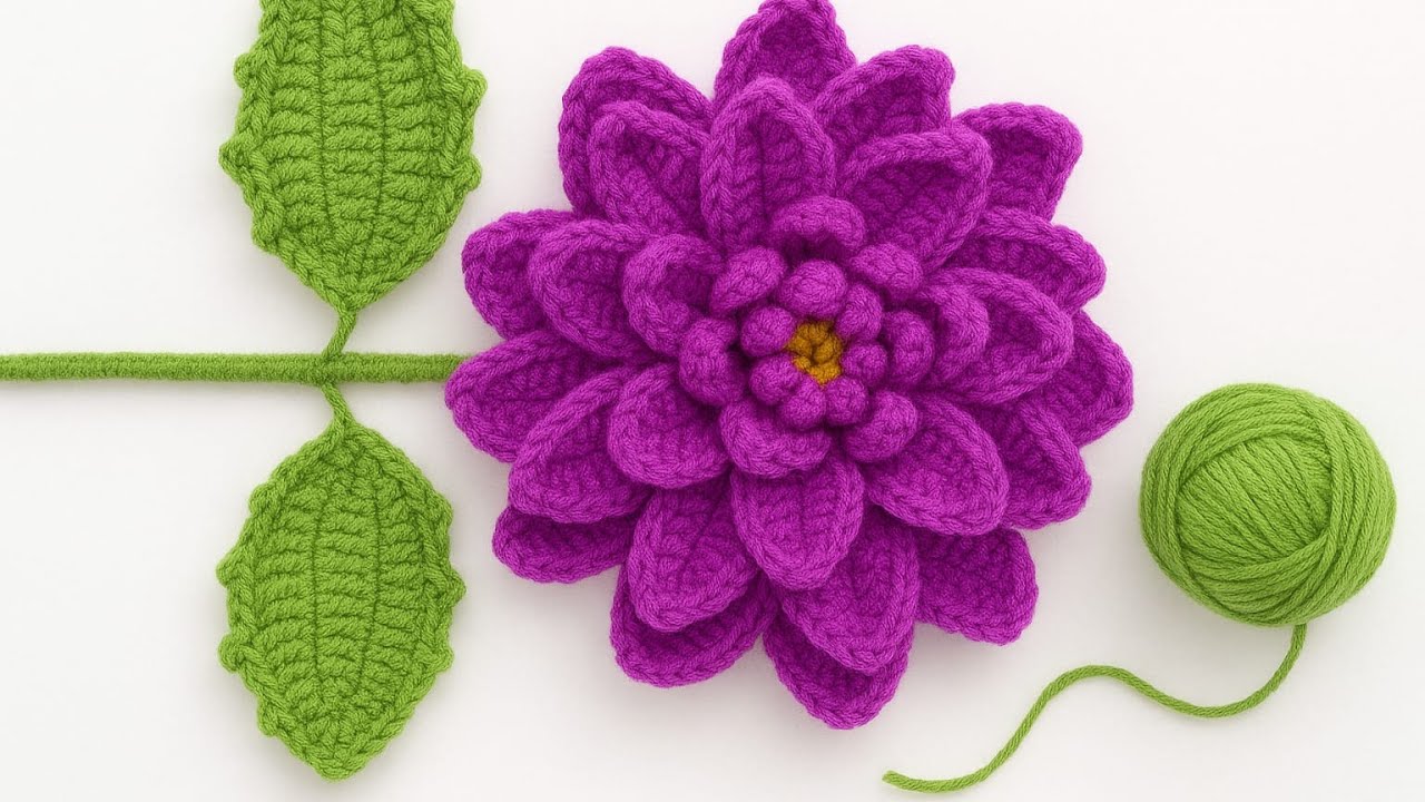 Teje una Dalia de Ensueño con Crochet Paso a Paso Detallado