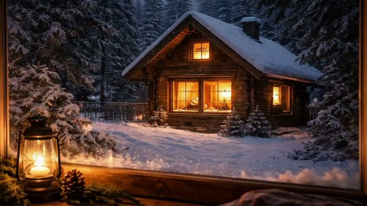 Mountain Cabin at Night – Fireplace Sounds for Sleep