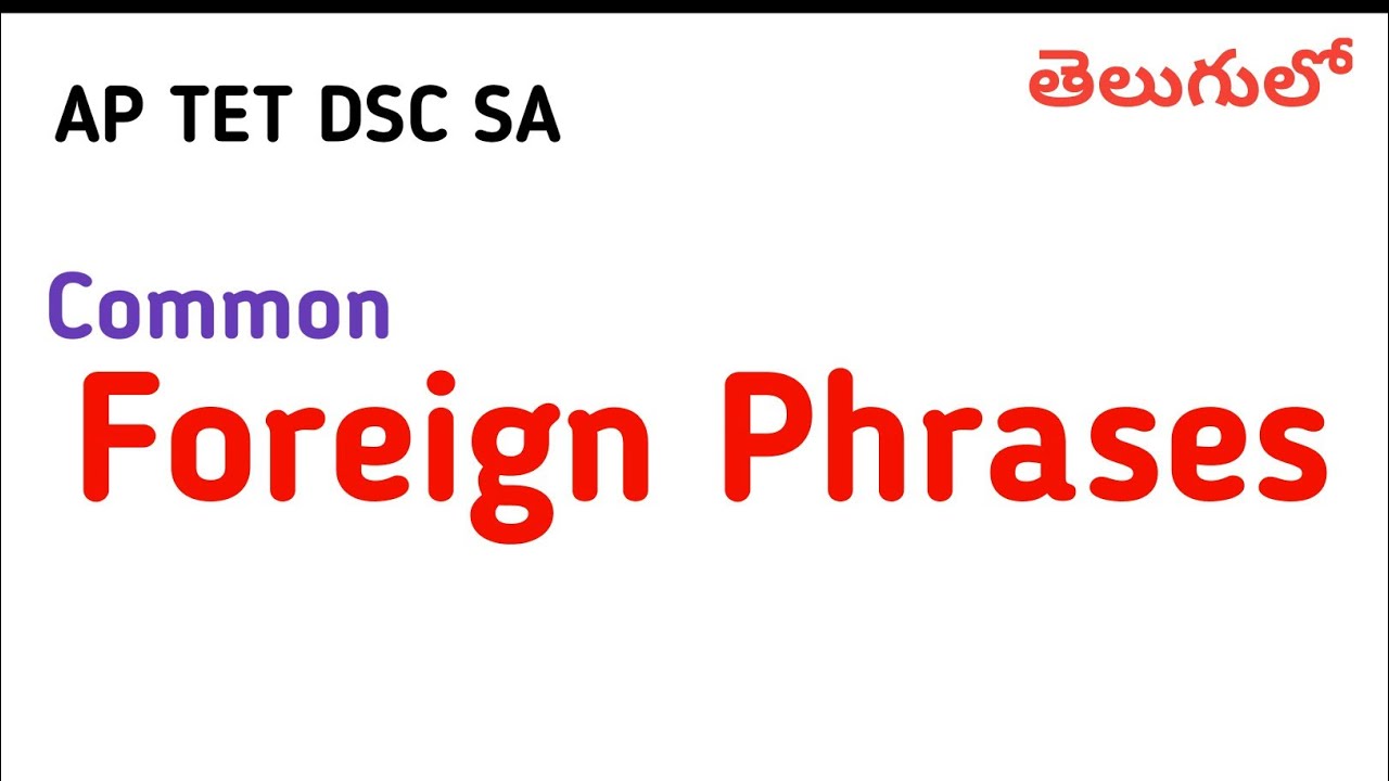 Common Foreign Phrases Used in English with Examples I AP TET DSC SA
