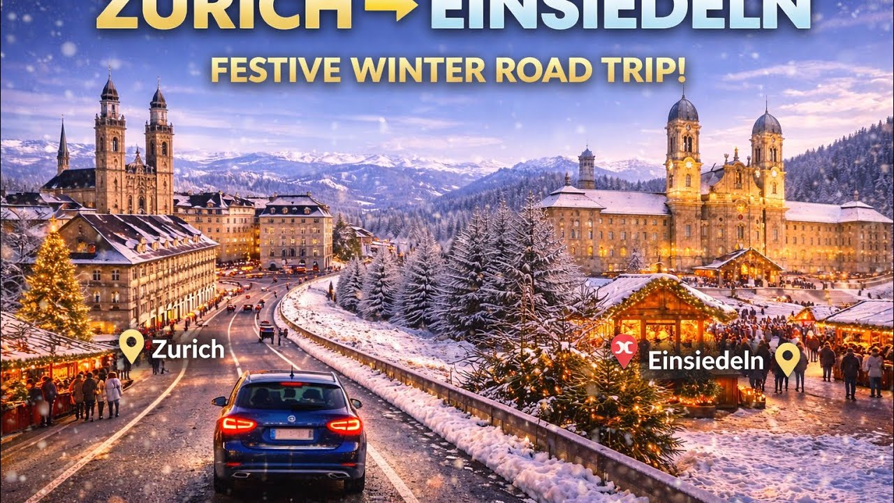 🇨🇭 🚗❄️🎄Christmas Tour🎄Road Trip to Switzerland’s Christmas Abbey ❄️ Einsiedeln Drive