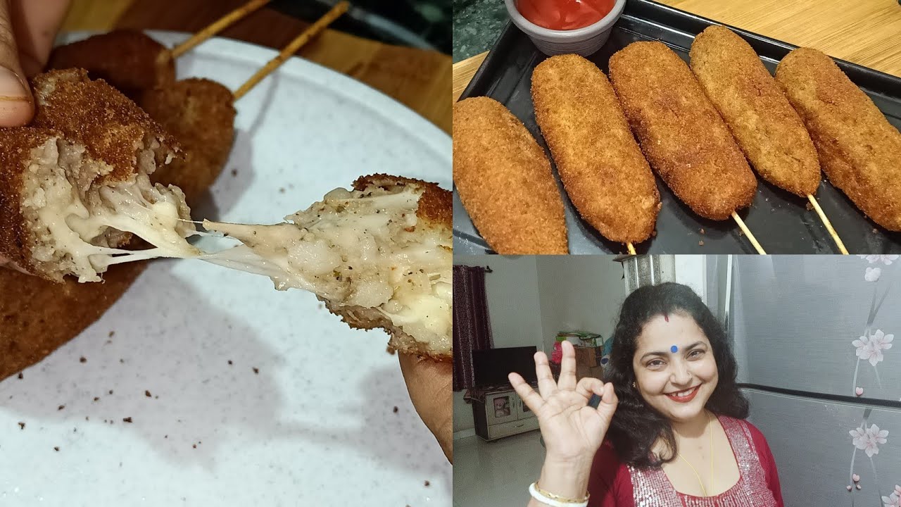 INDIAN STYLE CORN DOGS RECIPE | POTATOE CHEESE STICK RECIPE | CHEESY POTATOE STICKS RECIPE