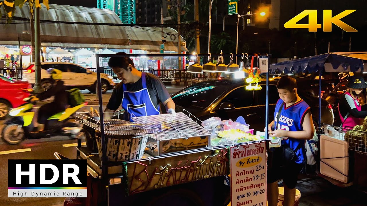 4K HDR 60fps - Night Walking Tour Around On Nut in Bangkok 2022 | Street food | Thailand