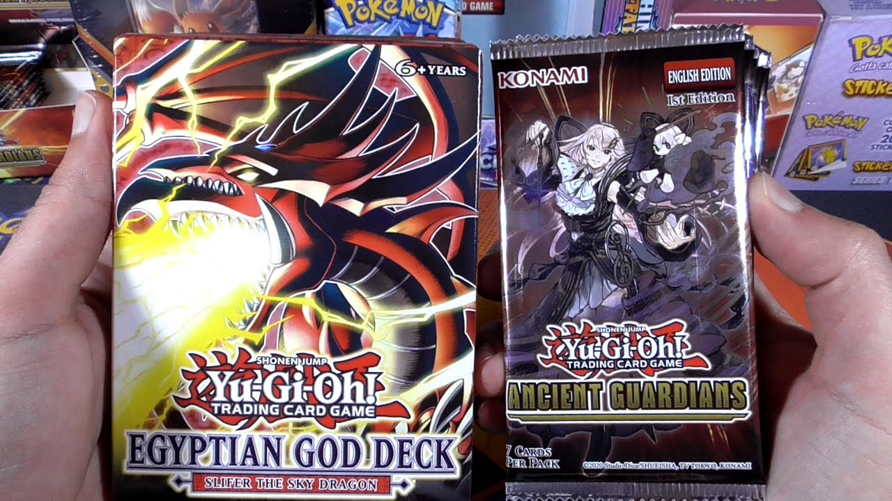 ABRIENDO UNA BARAJA DE SLIFER EL DRAGÓN DEL CIELO + SOBRES DE CARTAS YUGIOH ANCIENT GUARDIANS