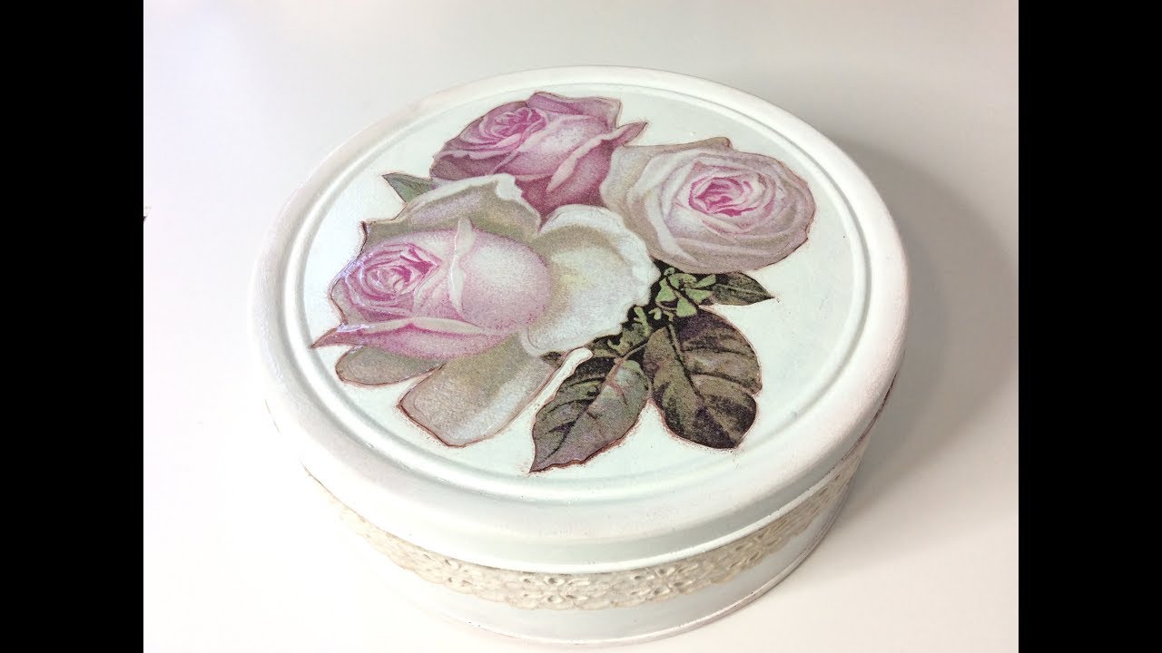 Lata de galletas reciclada - decoupage con relieve
