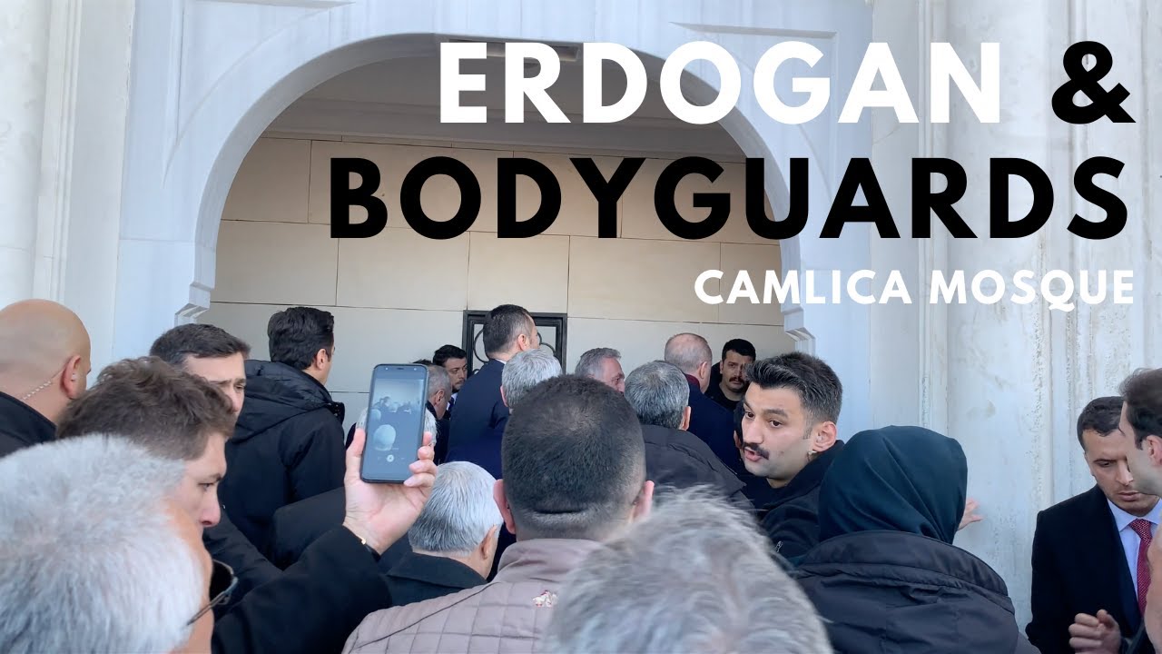 Erdogan & Bodyguards at Camlica Mosque Erdogan Korumalariyla Camlica Camiinda