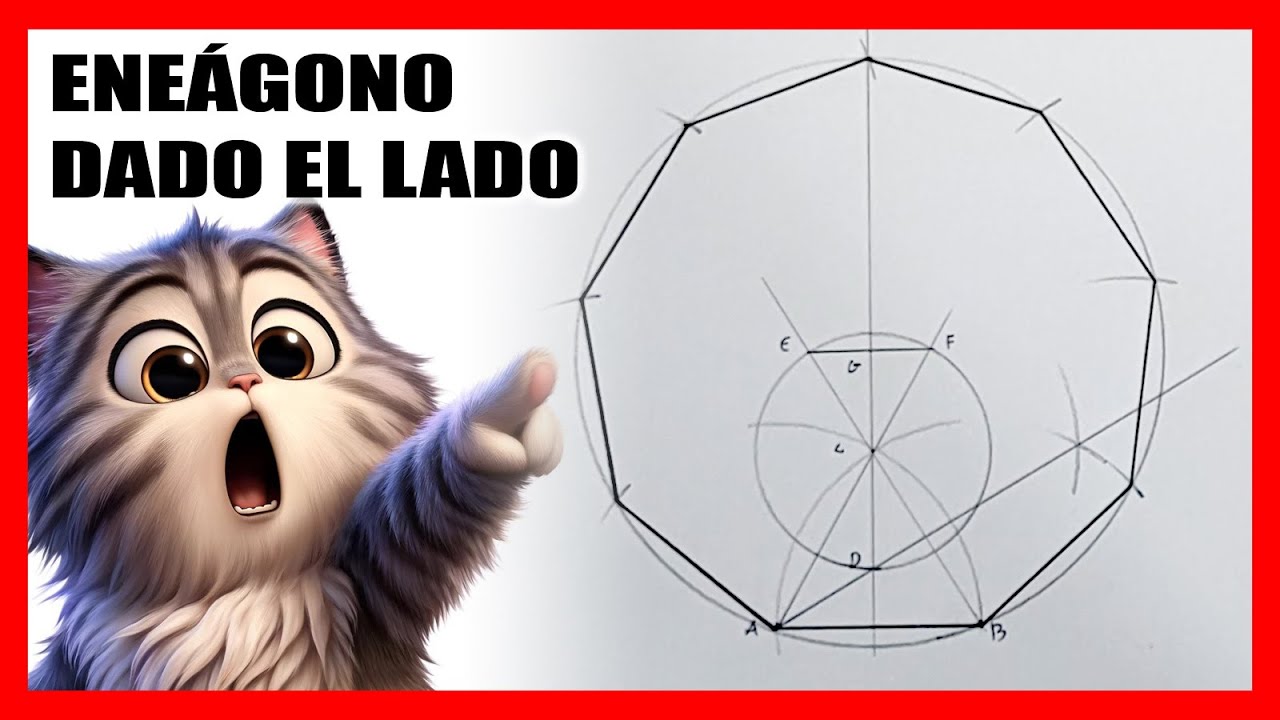Guía Paso a Paso para Construir un Eneágono dado el Lado