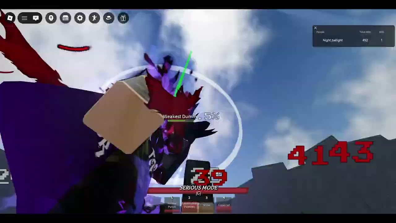 Me beating up the dummy in tsb tryna get my skill back