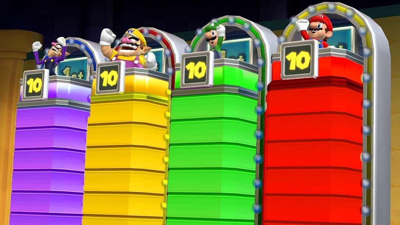 Mario Party 9 MiniGames - Mario Vs Wario Vs Luigi Vs Waluigi (Master Difficulty)