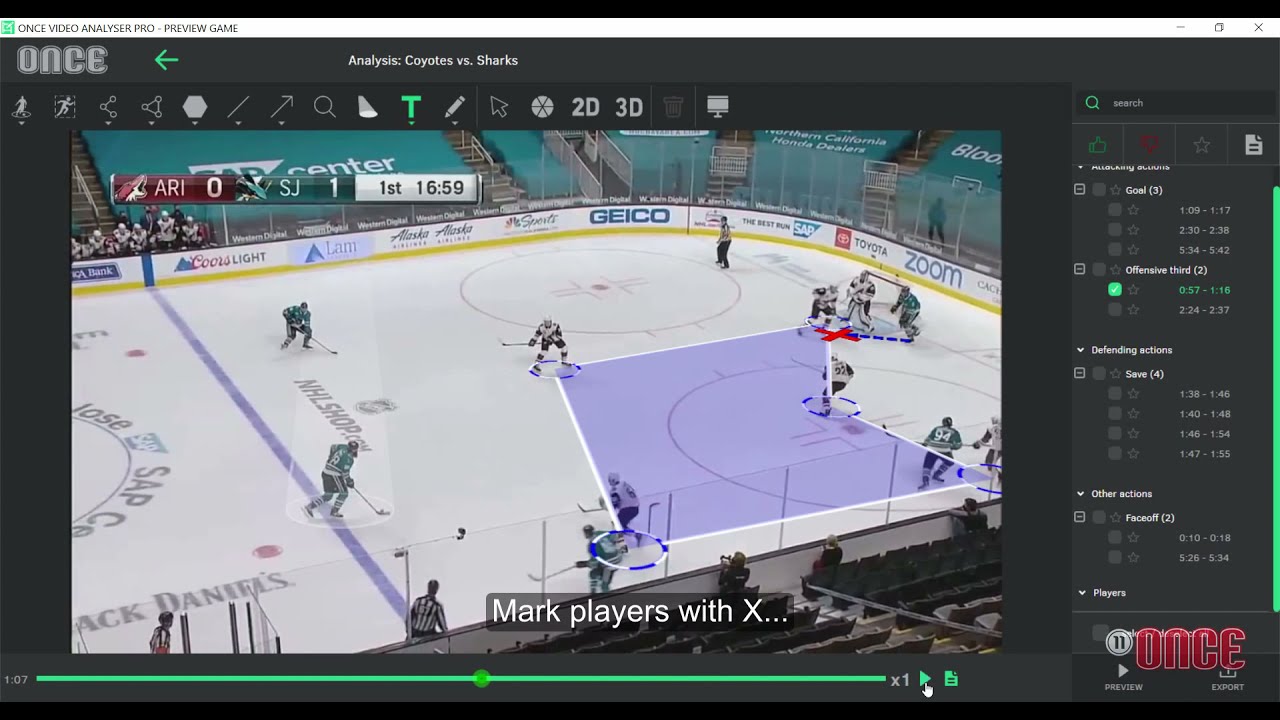 Ice hockey analysis with Once Sport Analyser