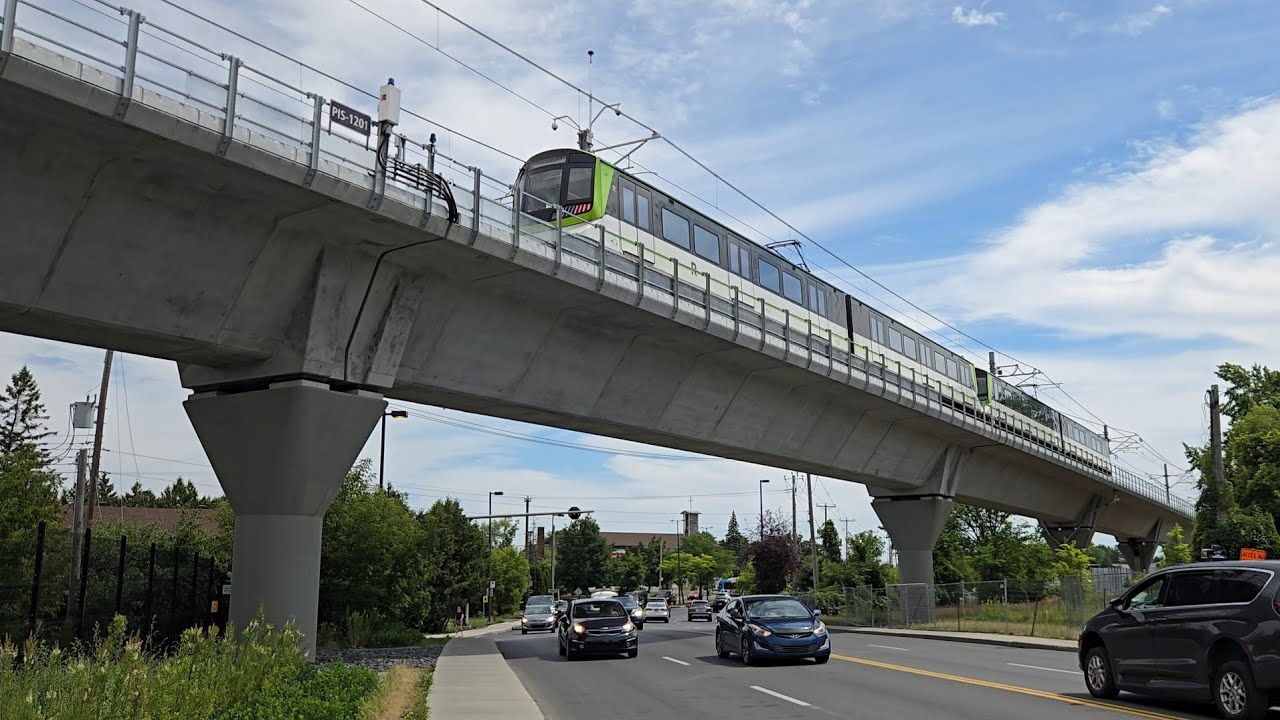 MONTREAL REM Views of Four Car LRV Testing in Pierrefonds-Roxboro 