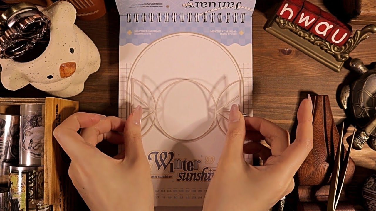 ASMR Satisfying Calendar with Stickers🖤🤍 [JAN] Deco Relaxing Sounds 