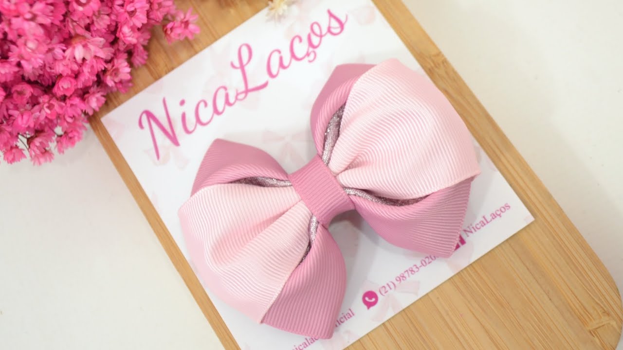 🎀 La&ccedil;o Docinho com Gravatinha - DIY - PAP - Ribbon bow hair