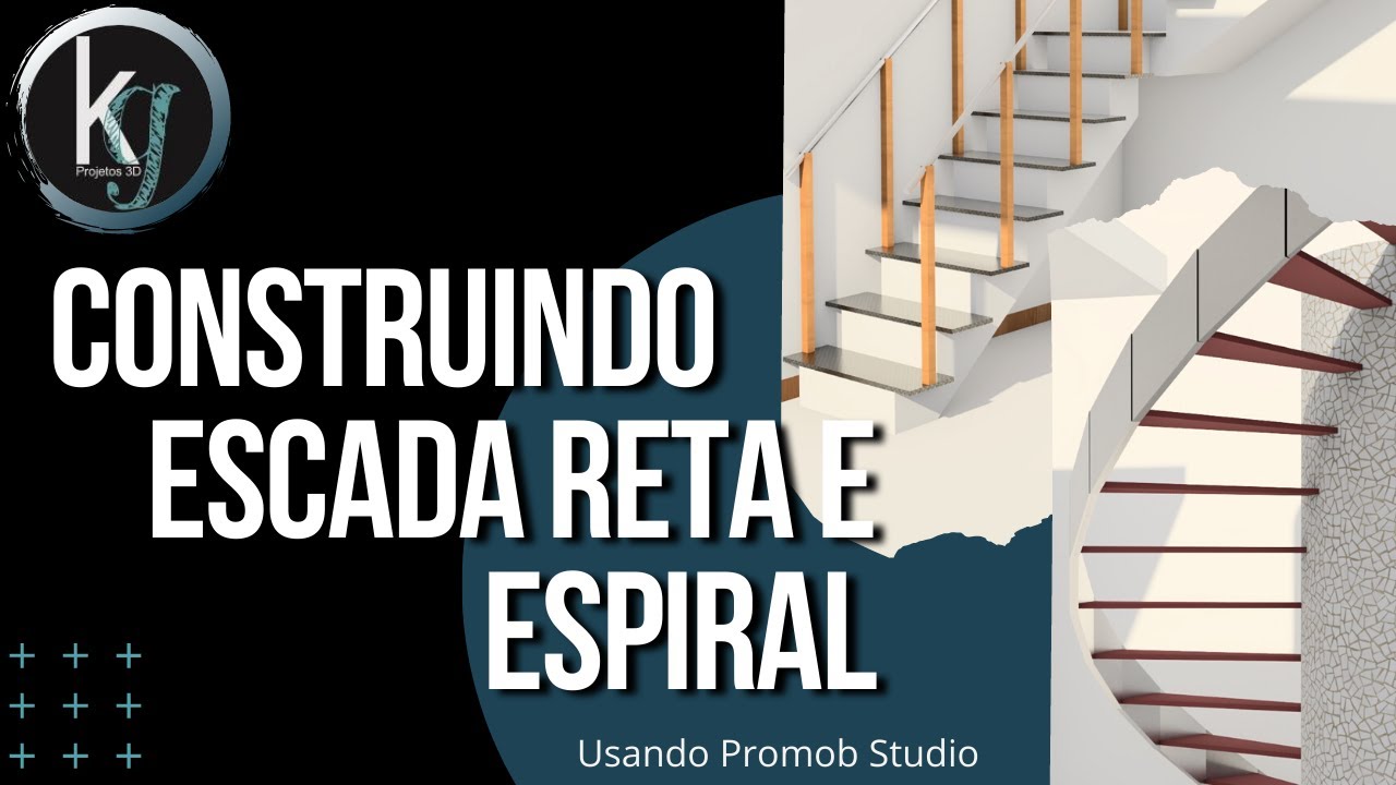 Construindo escada reta e espiral com construtor [KG projetos - Promob Studio] - Kleber Giuliano