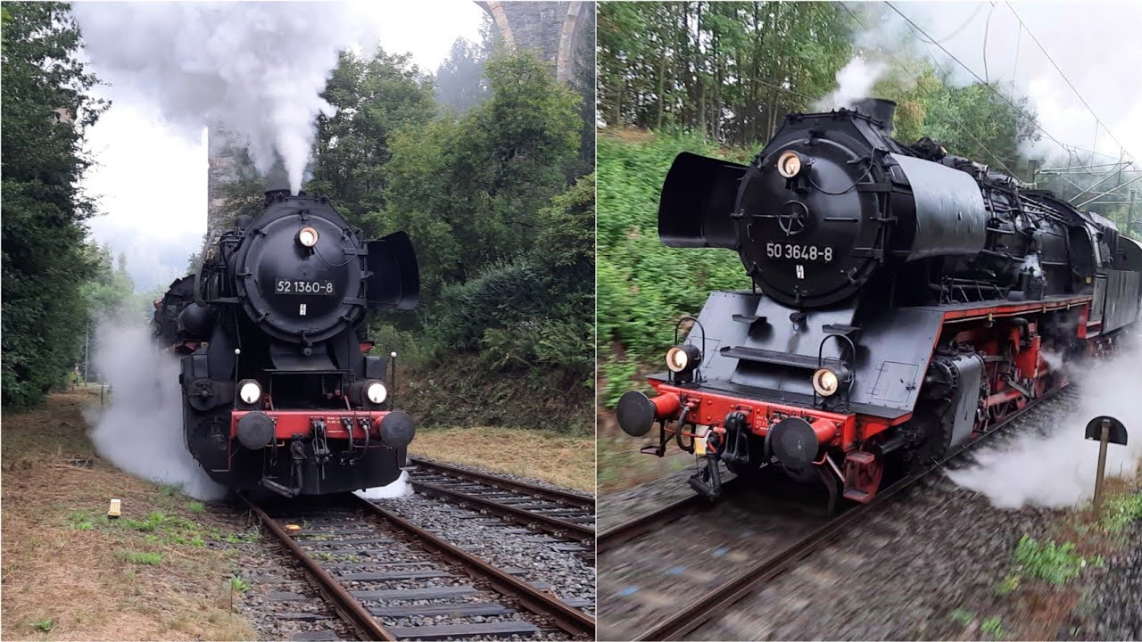Parallelfahrt mit 52 1360 und 50 3648 | Fahrt nach Hetzdorf mit 52 1360 || #02 Heizhausfest Chemnitz