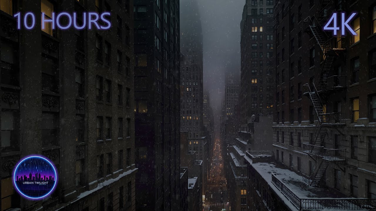 Snow Between the Towers | 10 Hours of Foggy City Night Ambience